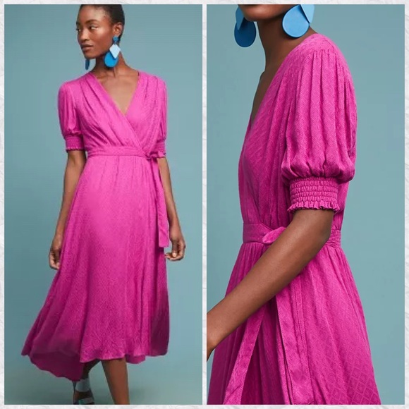 Anthropologie Dresses & Skirts - Maeve Anthropologie Breanna Short Sleeve V-Neck Faux Wrap A-Line Midi Dress